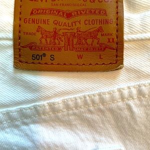 Levis 501 "S" White Denim Sz 29 Free People Collaboration